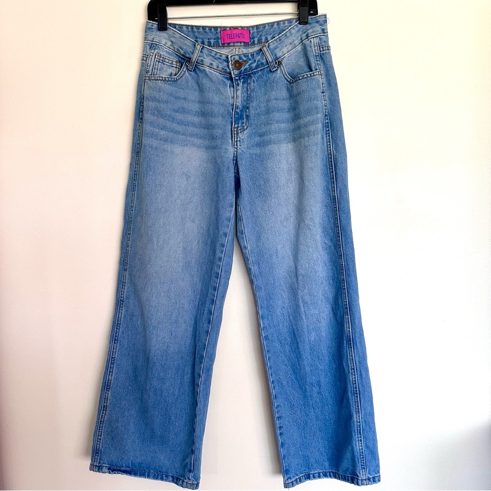 Telepatia Cherry Pocket Classic Denim Wide Leg Jeans Size 9/29 - Picture 2 of 12